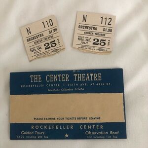 Vintage 1944 Rockefeller Center New York Ticket Stubs